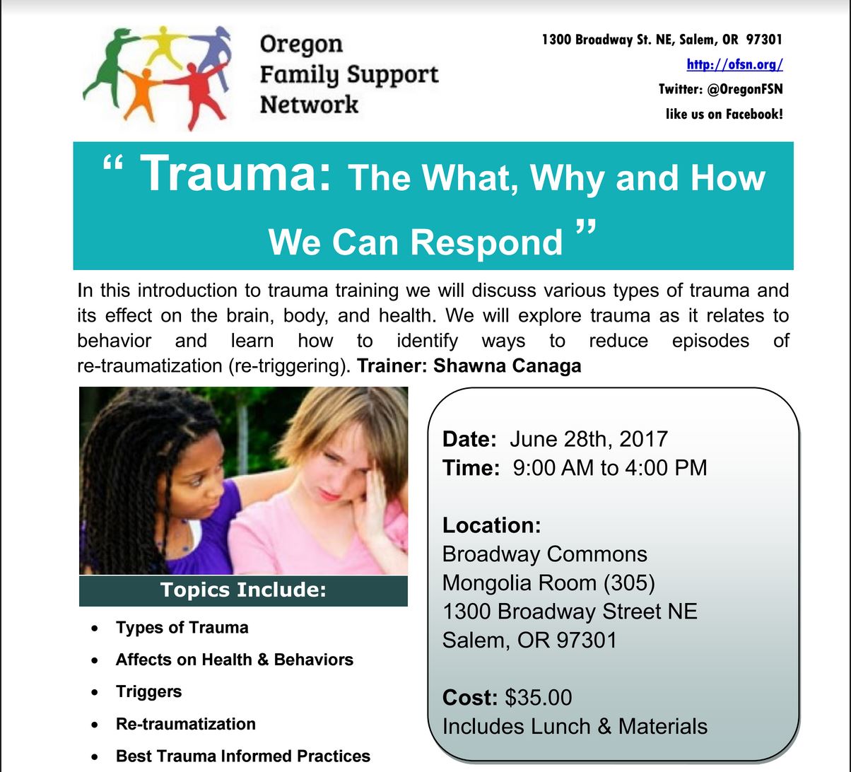 Trauma Training Salem Autism Society Of Oregon